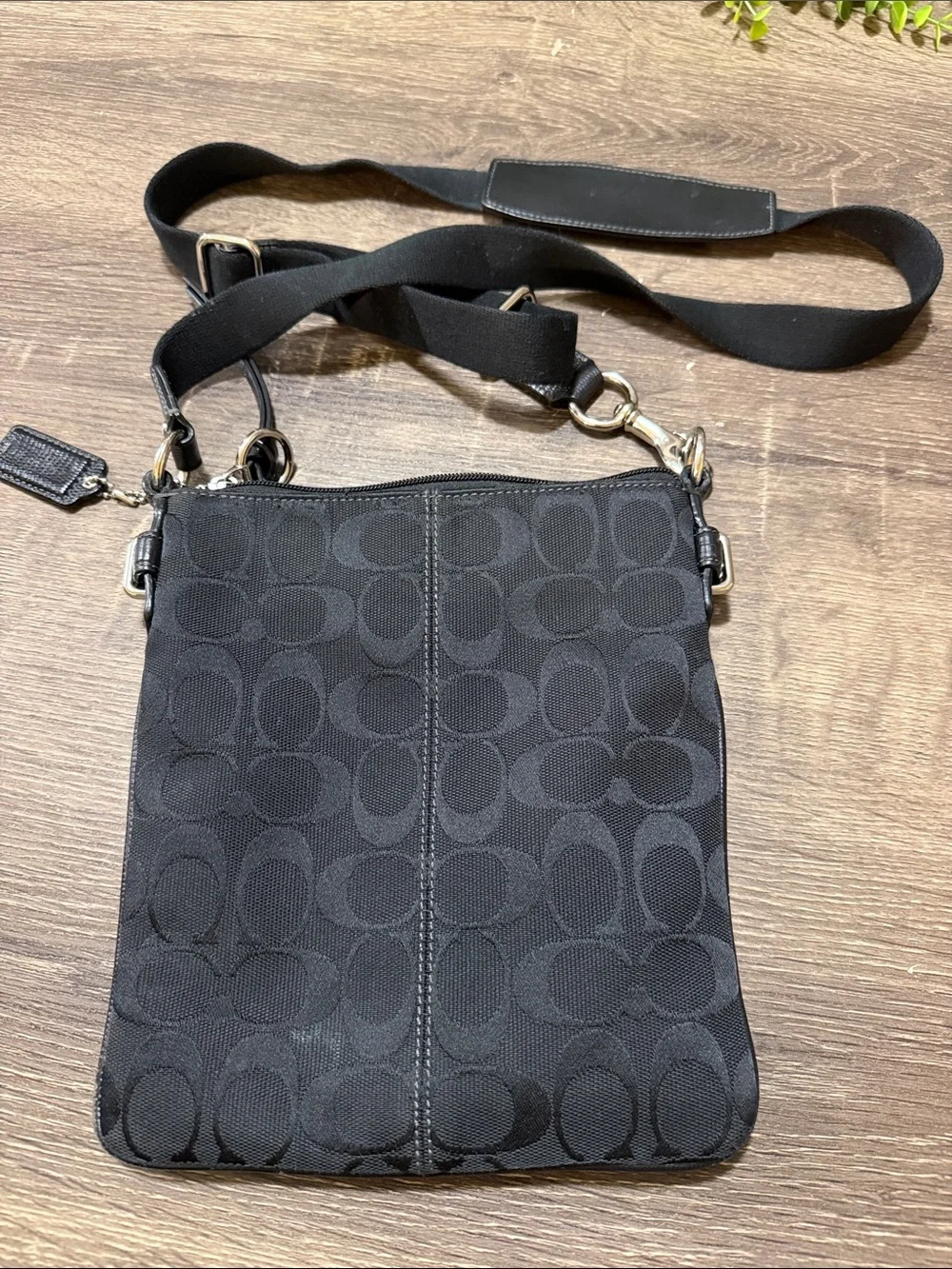 Coach Black Signature Classic Print Crossbody Purse